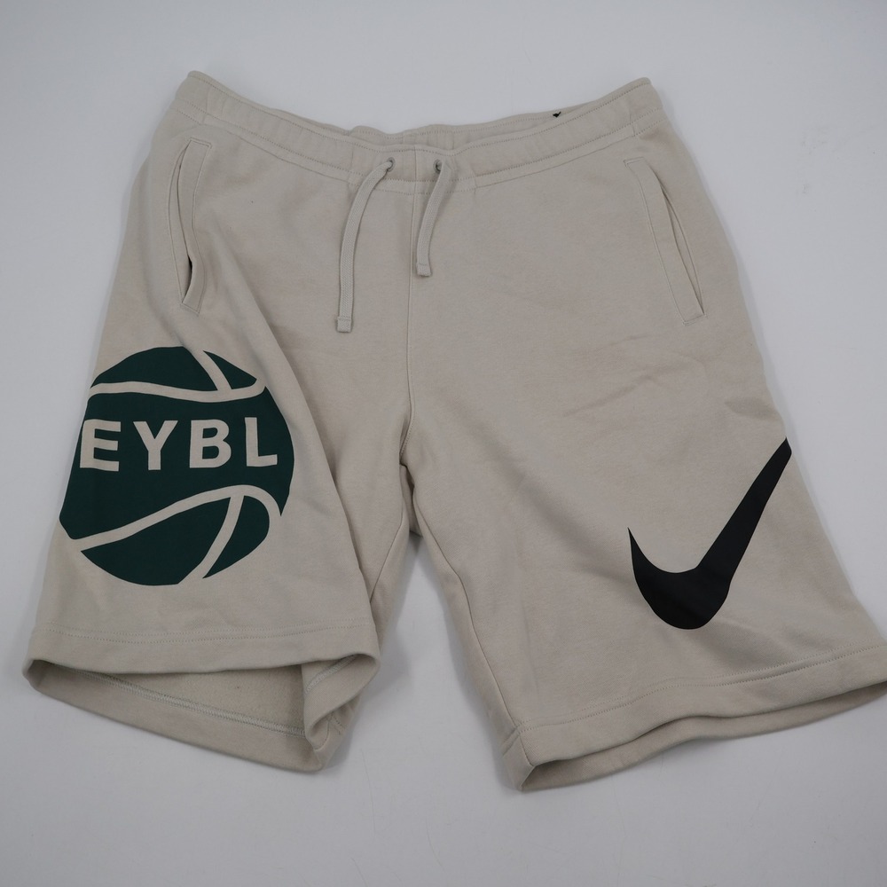 Nike EYBL Basketball Shorts Mens Large Beige Fleece Swoosh 843520-072